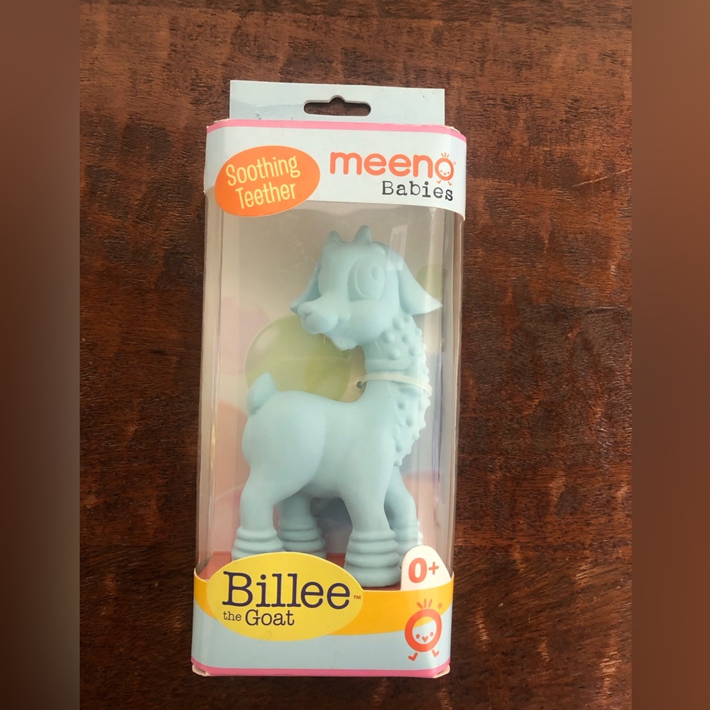 Meeno Babies natural rubber soothing teether Billee the Goat.